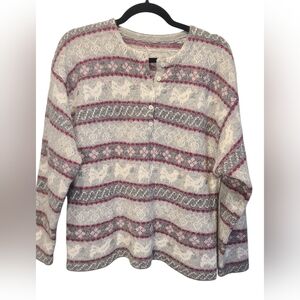 Moussie By Susan Bristol Bird Fair Isle Wool Blend Sweater Modern Size Medium